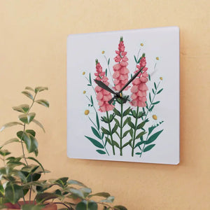 Acrylic Wall Clock Snapdragon Flowers Two Size Options Dipaliz - Clocks