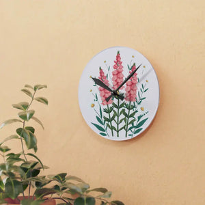 Acrylic Wall Clock Snapdragon Flowers Two Size Options Dipaliz - Clocks