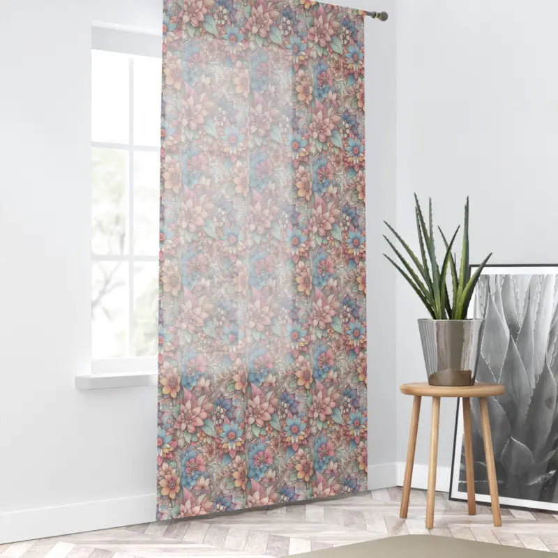 Brighten your Space with Vibrant Pastel Flower Window Curtains! - Sheer / White / 50’’ × 84’’ Home Decor