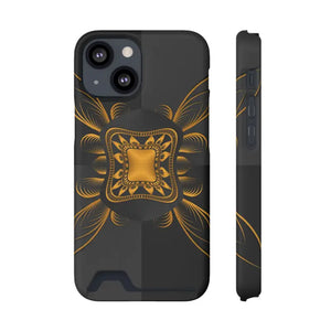 Phone Case - Abstract Gold Pattern Card Holder - Dipaliz - Iphone 13 Mini / Matte / Without Gift Packaging - Mobile