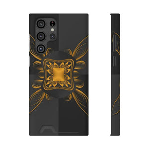 Phone Case - Abstract Gold Pattern Card Holder - Dipaliz - Samsung Galaxy S22 Ultra / Matte / Without Gift Packaging