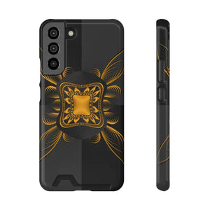 Phone Case - Abstract Gold Pattern Card Holder - Dipaliz - Samsung Galaxy S22 Plus / Glossy / Without Gift Packaging