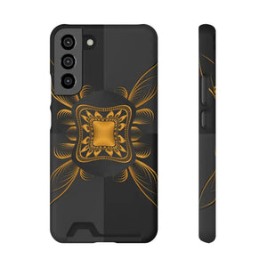 Phone Case - Abstract Gold Pattern Card Holder - Dipaliz - Samsung Galaxy S22 Plus / Matte / Without Gift Packaging