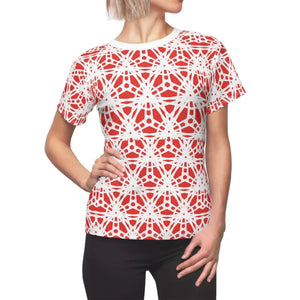 Abstract Red Pattern Tee - 100% Polyester Comfort - Dipaliz - Xs / White Stitching / 4 Oz. - T-shirts
