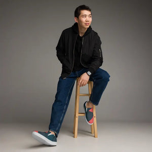 Men’s Canvas Shoes Red and Blue Bold Statement Style by Dipaliz - Sneakers