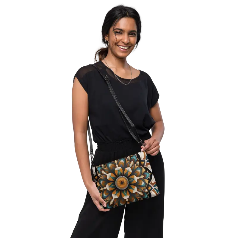 Elevate Style with Bold Navy Crossbody Bag - Mandal Pattern - Bags