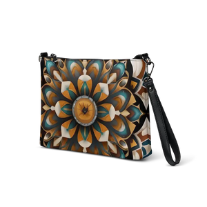 Navy Blue Crossbody Bag Mandal Pattern Hands Free Style - Dipaliz - Cross Body Bags