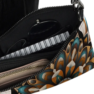 Navy Blue Crossbody Bag Mandal Pattern Hands Free Style - Dipaliz - Cross Body Bags