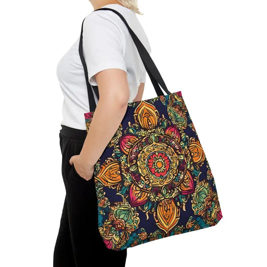 Vibrant Aop Tote Bag with Colorful Indian Pattern - Large Bags