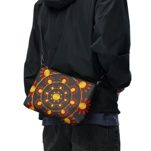 Crossbody Bag Faux Leather Red Geometric Polyester Interior Dipaliz - Cross Body Bags