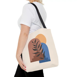 Print Tote Bag Abstract Landscape Bold Style - Dipaliz - Medium - Handbags