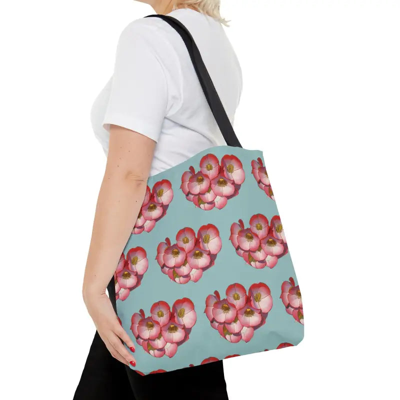 Elevate your Style with a Red Flowers Print Tote! - Bags