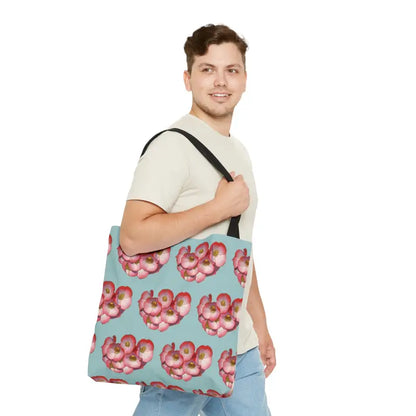 Elevate your Style with a Red Flowers Print Tote! - Large Bags