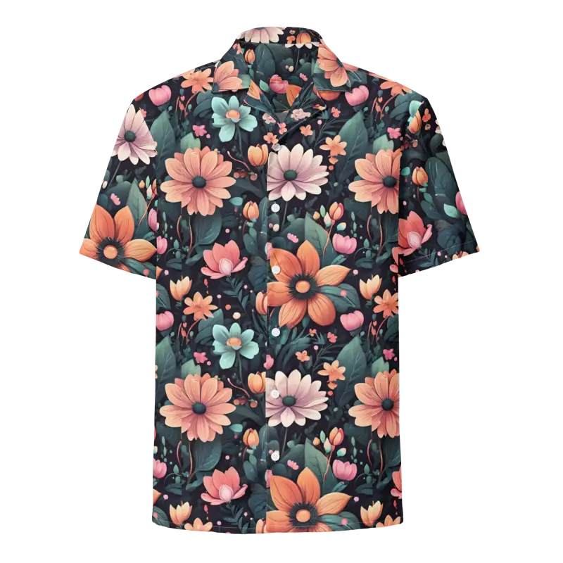 Unisex Button Shirt with Colorful Floral Vibes