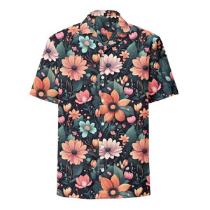 Button Shirt Colorful Flowers Recycled Polyester Style - Dipaliz - Shirts