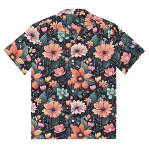 Button Shirt Colorful Flowers Recycled Polyester Style - Dipaliz - Shirts
