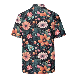 Button Shirt Colorful Flowers Recycled Polyester Style - Dipaliz - Shirts