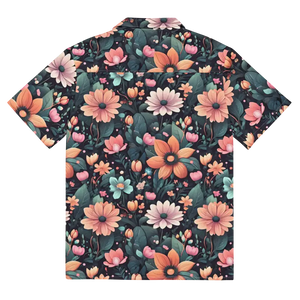 Button Shirt Colorful Flowers Recycled Polyester Style - Dipaliz - Shirts
