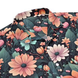 Button Shirt Colorful Flowers Recycled Polyester Style - Dipaliz - Shirts