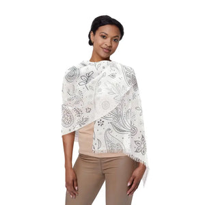 Paisley Pattern Scarf - Polyester Women’s Fashion Accessory - Dipaliz - 27’’ × 73’’ - Scarves & Shawls