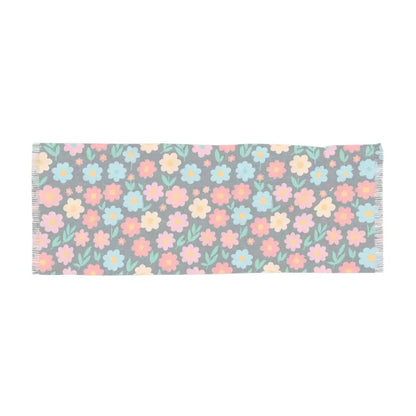 Elevate Your Style: Grey Floral Scarf Glamour - 27’ × 73’’