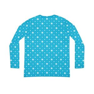 Long Sleeve v Neck Blue with Pattern Women’s Tee by Dipaliz - T-shirts