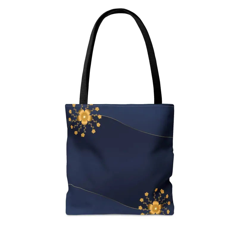 Rock Gold Flowers on Navy Blue Tote Bag: Elevate your Style - Bags