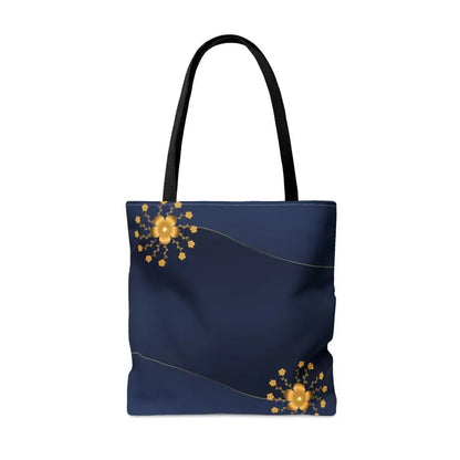 Rock Gold Flowers on Navy Blue Tote Bag: Elevate your Style - Bags