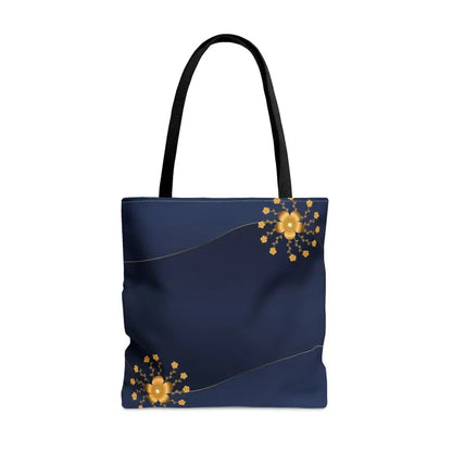 Rock Gold Flowers on Navy Blue Tote Bag: Elevate your Style - Bags