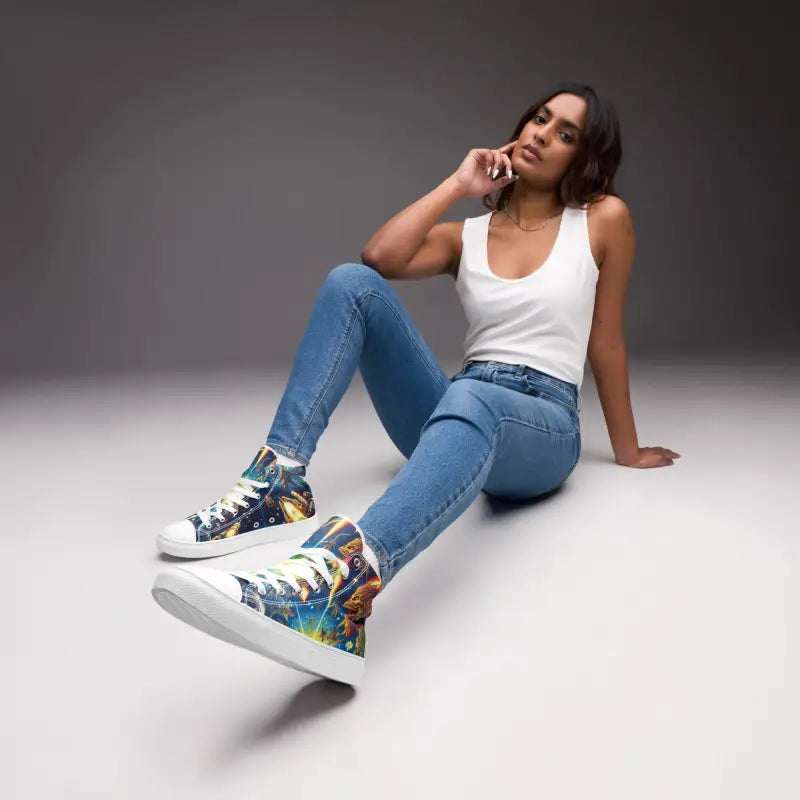 Launch your Style with Dipaliz Space Canvas High Tops! - White / 5 Shoes