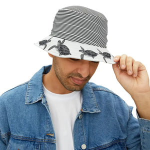 Turtle Print Bucket Hat - Vibrant Polyester Summer Style - Dipaliz - Small / White Stitching - Hats