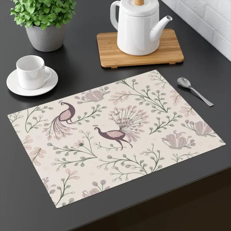 Peacock Cotton Placemats: Transform your Table Into Art - 18’’ × 14’’ Home Decor