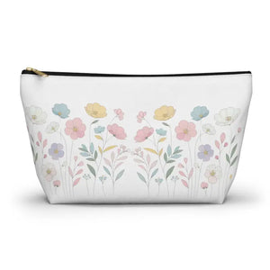 Flowers Accessory Pouch - t Bottom Travel Organizer - Dipaliz - Large / Black Zipper - Cosmetic & Toiletry Bags