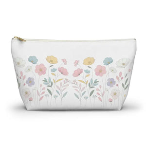Flowers Accessory Pouch - t Bottom Travel Organizer - Dipaliz - Large / White Zipper - Cosmetic & Toiletry Bags