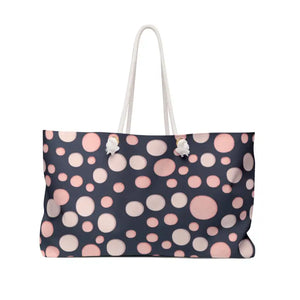 Oversized Weekender Tote Pink Polka Dots Travel Bag - Dipaliz - 24’’ × 13’’ - Bags