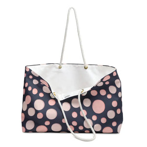 Oversized Weekender Tote Pink Polka Dots Travel Bag - Dipaliz - 24’’ × 13’’ - Bags