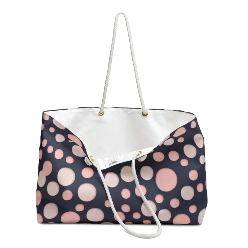 Carry your Style: Oversized Pink Polka Dots Weekender Tote - 24’’ × 13’’ Bags