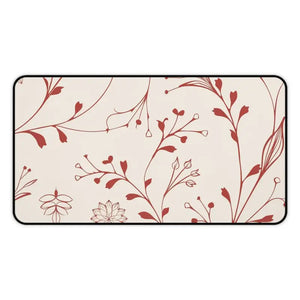 Red Floral Elegance Desk Mat - Vibrant Workspace Upgrade - Dipaliz - 12’’ × 22’’ - Workstation & Cubicle Accessories