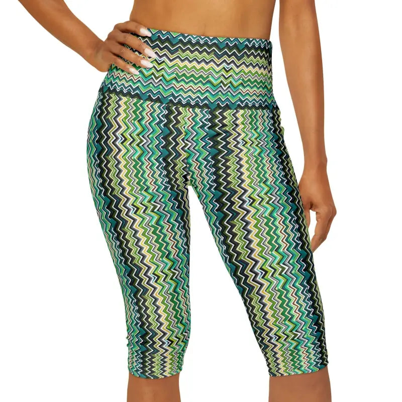 Elevate your Yoga with Abstract Green Capri Leggings - 2xs All Over Prints