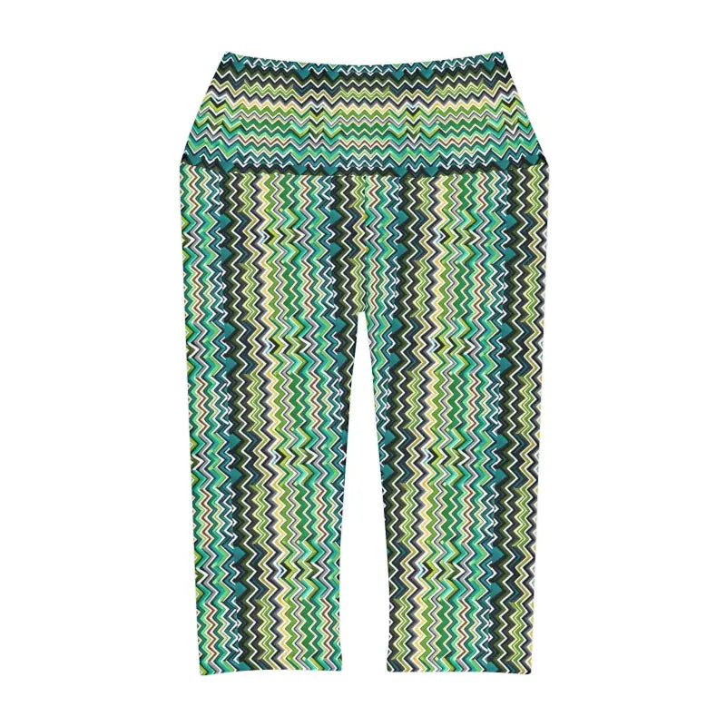 Elevate your Yoga with Abstract Green Capri Leggings - All Over Prints