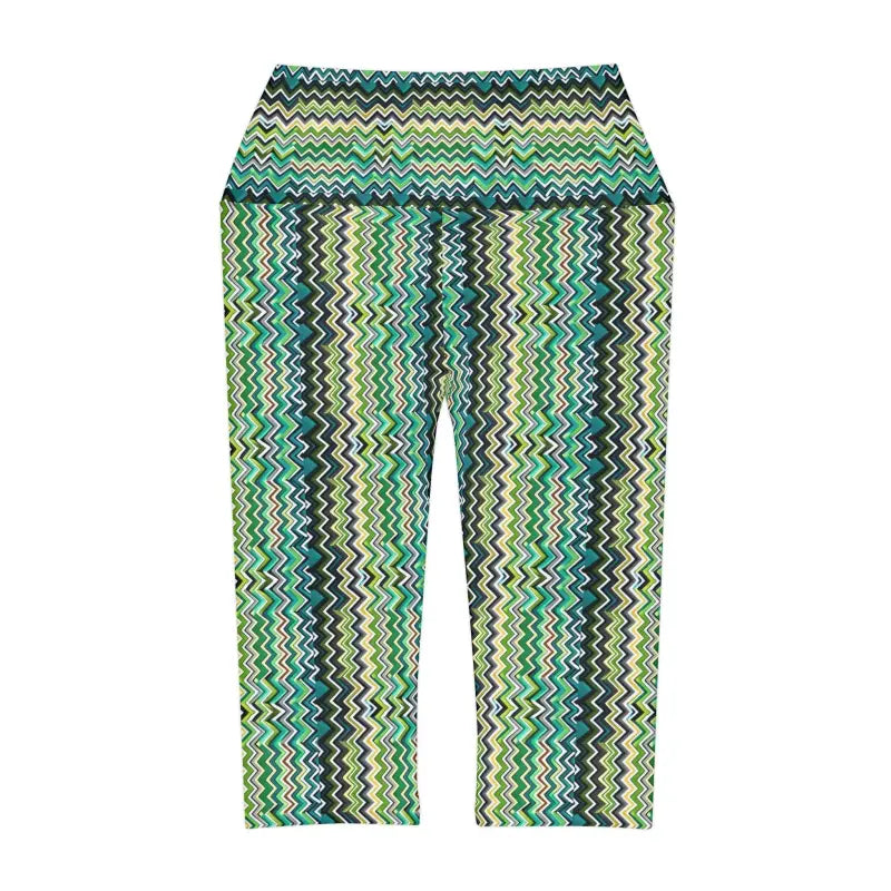 Elevate your Yoga with Abstract Green Capri Leggings - All Over Prints