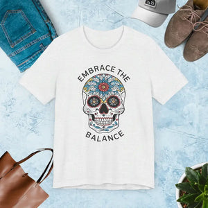 Balance Skull Unisex Jersey Tee - Edgy Statement Shirt - Dipaliz - Ash / s - T-shirts