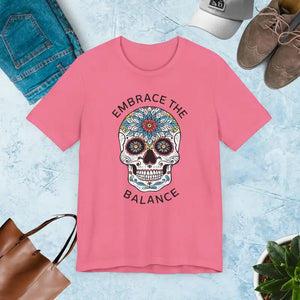 Balance Skull Unisex Jersey Tee - Edgy Statement Shirt - Dipaliz - Charity Pink / s - T-shirts