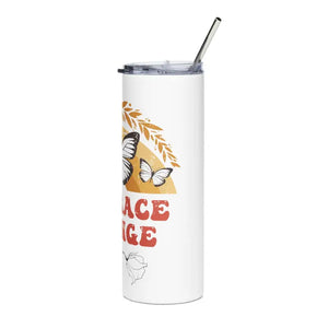 Skinny Matte Tumbler 20oz Butterfly Steel with Screw-on Slide Lid - White / Tumblers