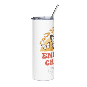 Skinny Matte Tumbler 20oz Butterfly Steel with Screw-on Slide Lid - White / Tumblers