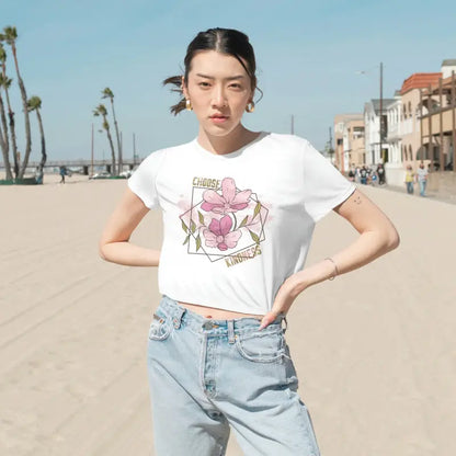 Unleash Style: Flowy Cropped Tee for Modern Kindness - T-shirt