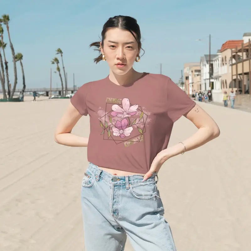 Unleash Style: Flowy Cropped Tee for Modern Kindness - T-shirt