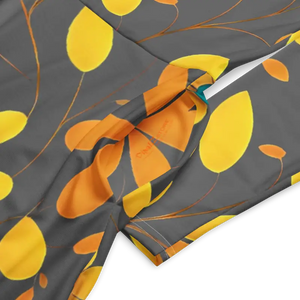 Long Sleeve Midi Dress Large Yellow Flowers Polyester Elastane Dipaliz - Dresses