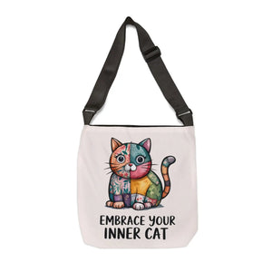 Adjustable Cat Lover Tote - Canvas Feline Print - Dipaliz - Bags