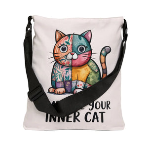 Adjustable Cat Lover Tote - Canvas Feline Print - Dipaliz - Bags